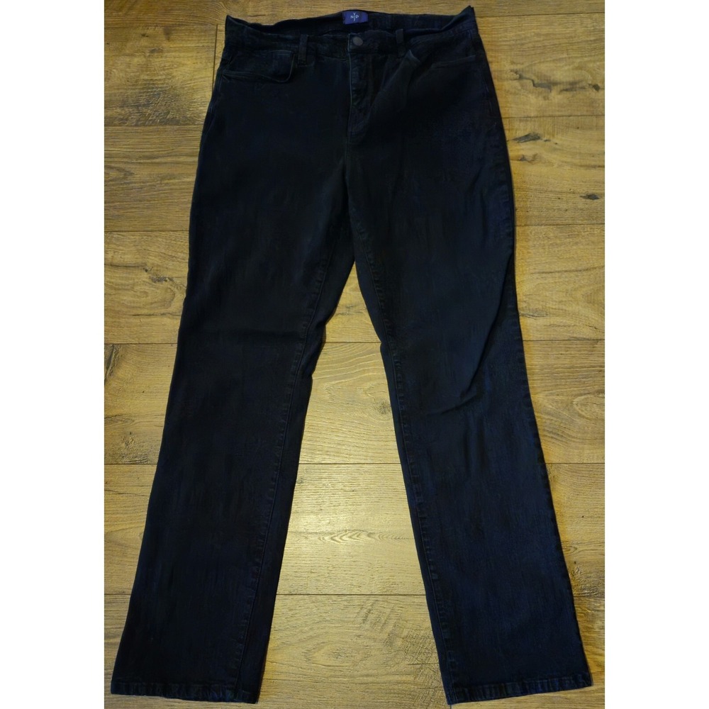 NYDJ Not Your Daughters Jeans Size 14 Straight‎ Leg Black Crystal Embellished